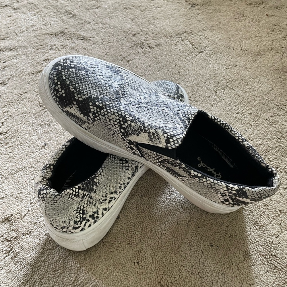 Qupid snakeskin slip on sneakers